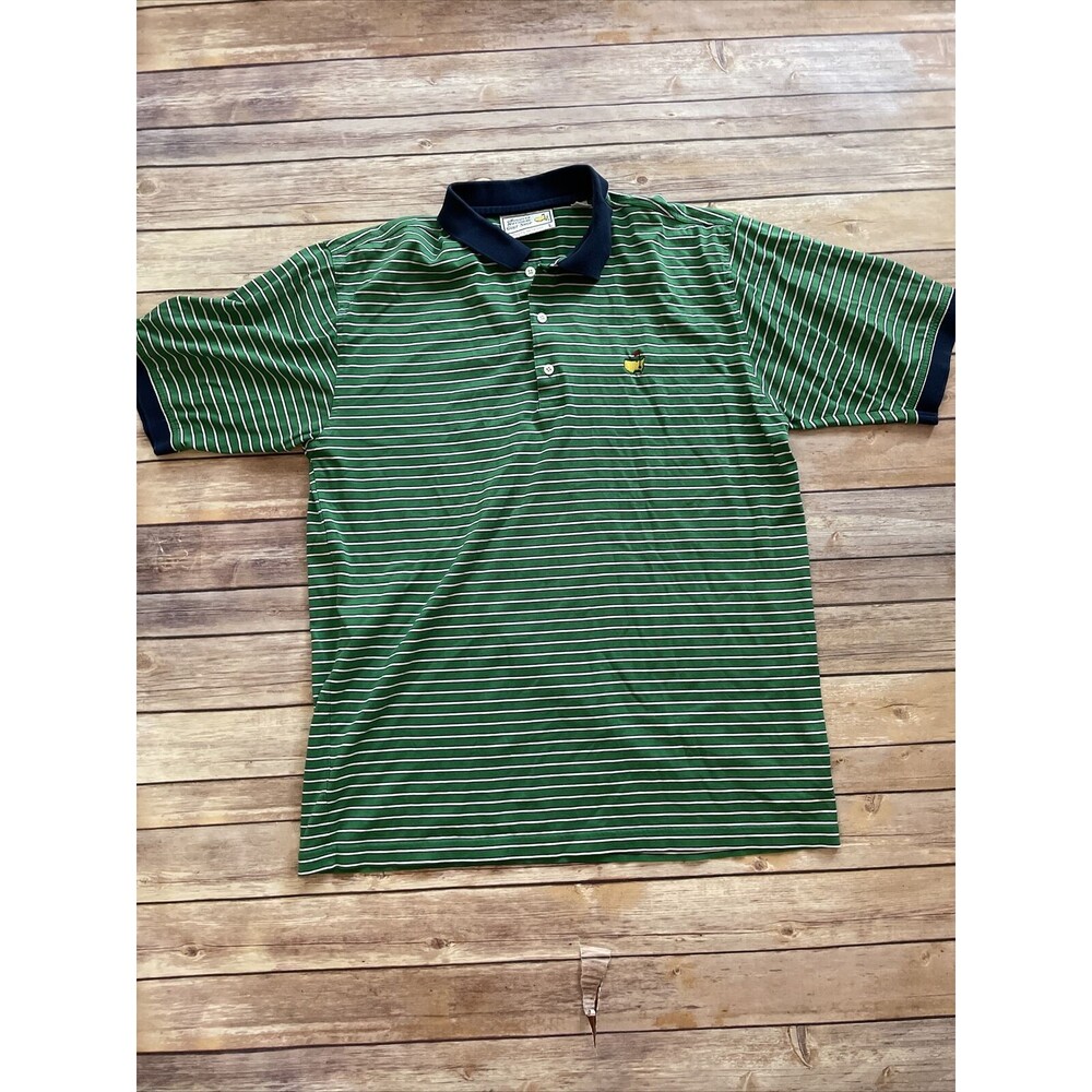 Masters Collection Augusta National Stripe Pique Polo Shirt Green blue White L